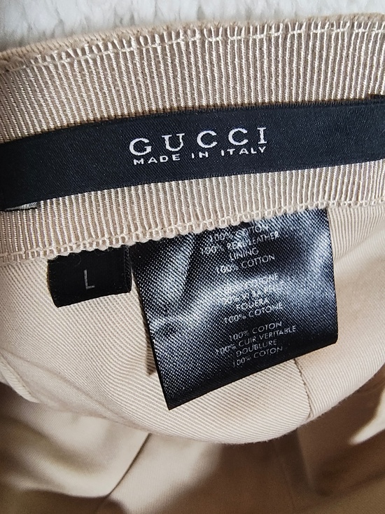 Woman\'s Gucci Leather & Cotton Baseball Cap L